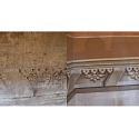 Фрагмент лепного декора карниза до и после реставрации