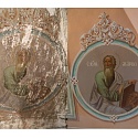 Медальон с изображением св евангелиста Марка до и после реставрации