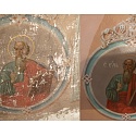 Медальон с изображением св евангелиста Иоанна до и после реставрации