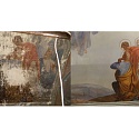 Фрагмент композиции «Вознесение Господне» до и после реставрации